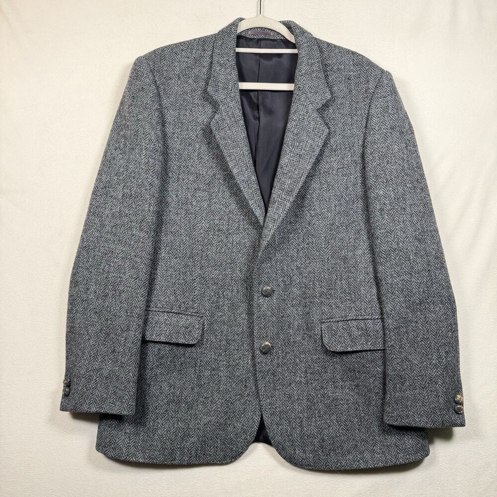 Harris Tweed Blazer 42 Hector Russell Scotland Herringbone Wool Sport Coat Mens